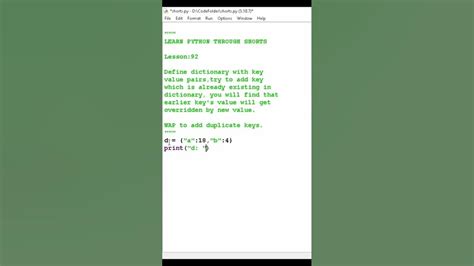 Python Dictionary Duplicate Keys Concept Shorts Python Coding Pythontricks Pythondict Youtube