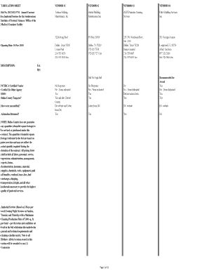 Fillable Online Dallascounty TABULATION SHEET VENDOR 1 VENDOR 2 VENDOR