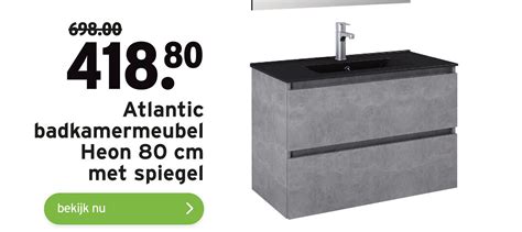 Atlantic Badkamermeubel Heon 80 Cm Met Spiegel Aanbieding Bij GAMMA