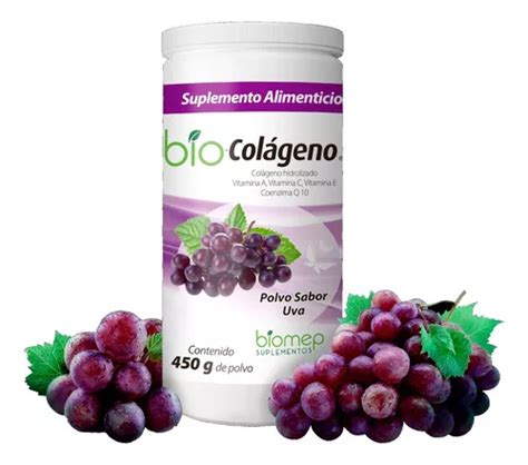 Colageno Hidrolizado 450g Piel Firme Cabello Uñas Suplemento Sabor Uva