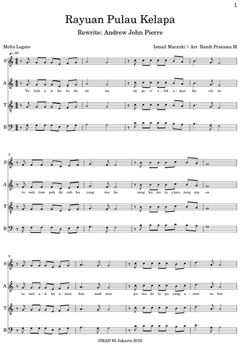 Rayuan Pulau Kelapa - Sheet music for Choir Aahs