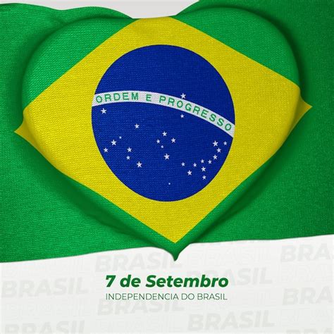 Premium PSD Flag Of Brazil 3d With Heart Shape