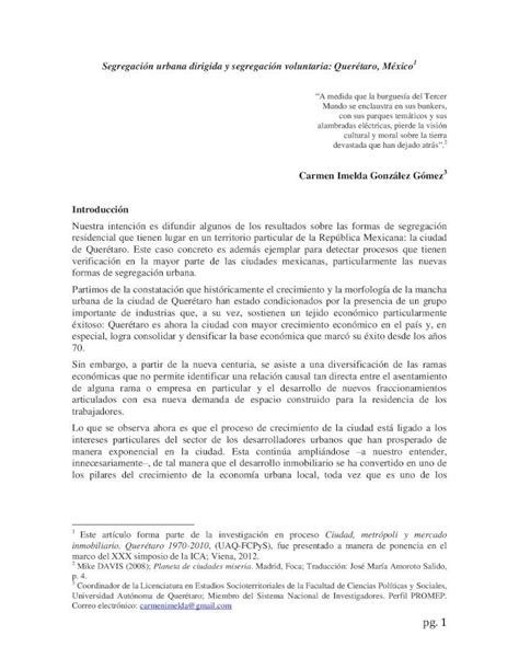 PDF Segregación urbana dirigida y segregación voluntaria fcps uaq