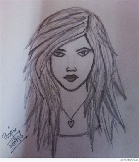 Pencil Sketch of Girl - Desi Painters