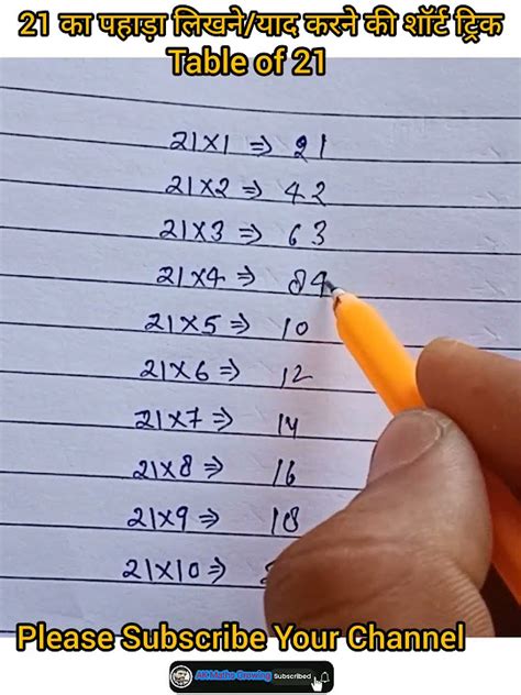 😲table Of 21 21 का पहाड़ा लिखनेयाद करने की शॉर्ट ट्रिक Table Maths