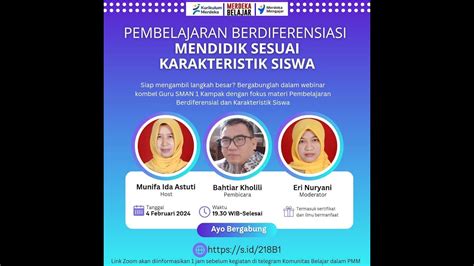 Webinar Kombel Sman 1 Kampak Pembelajaran Berdiferensiasi Mendidik