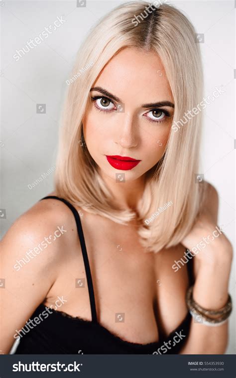 Beautiful Sexy Woman Black Lingerie Underwear Stock Photo