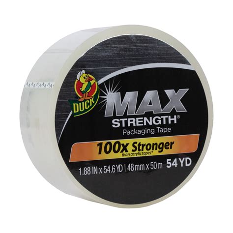 Duck Max Strength Packing Tape 1 88 In X 54 6 Yd Clear 1 Refill Roll