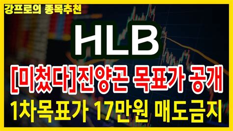 Hlb 주가 전망 미첬다 진양곤 목표가 공개 1차목표가 17만원 매도금지 Hlb Hlb주가전망 Hlb주가 Youtube