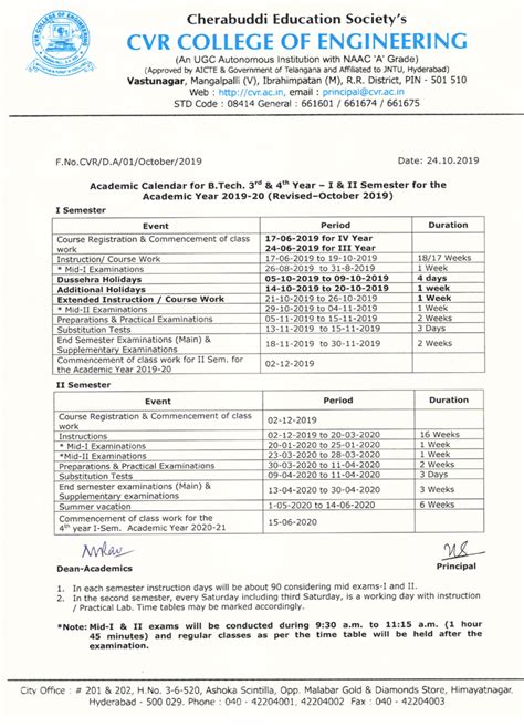 Academic Calendar Department Of Electronics Engineering