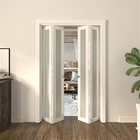 BARNER HOME Closet Doors Double Frosted Glass Panel Bi Fold Doors