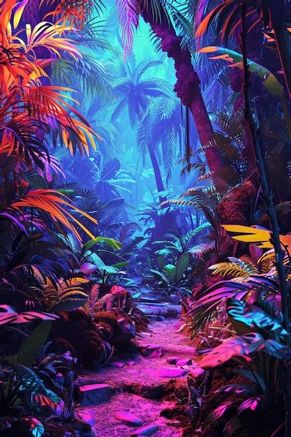 Premium Photo Artwork Depicting A Futuristic Jungle With