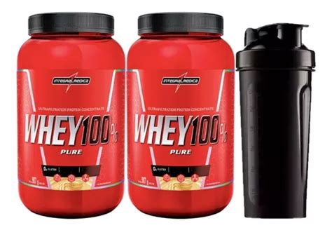 2x 100 Whey 907g Pote Integral Médica Coqueteleira Frete Grátis