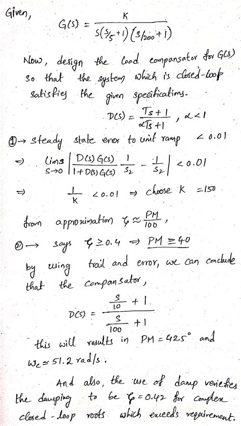 Solved 6 50 The Open Loop Transfer Function Of A Unity Feedback