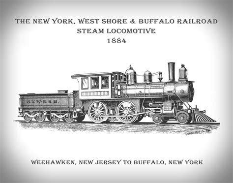 New York West Shore Buffalo Railroad 1884 Steam Locomotive Print