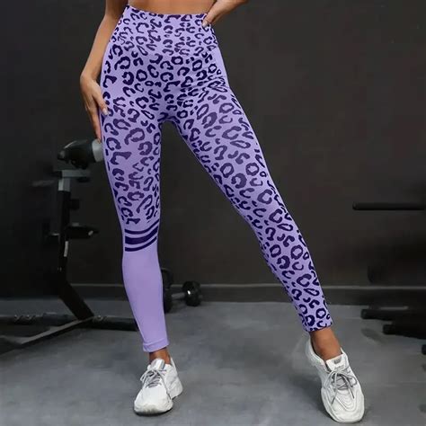 Yoga 9 Minuto Cal As Alta Cintura Barriga Stretch Tights Leopard Print