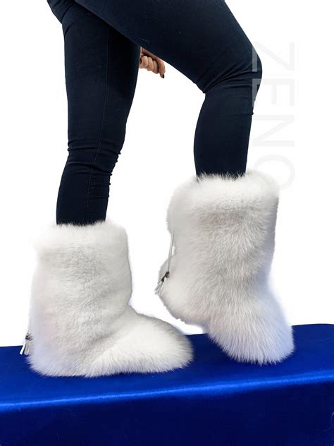 Double Sided Arctic Fox Fur Boots For Outdoor Arctic Boots Etsy