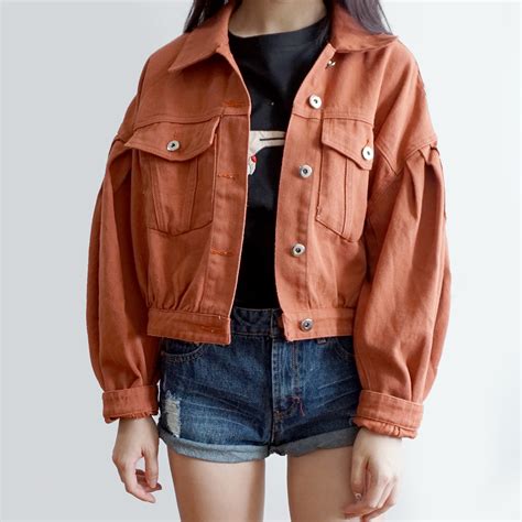 Rustic Denim Jacket Burnt Orange · Megoosta Fashion · Free Shipping