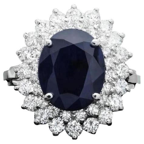 Carat Exquisite Natural Blue Sapphire And Diamond Karat Solid