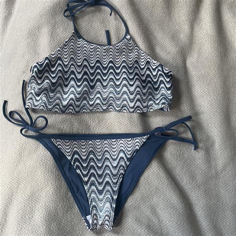 Blue High Neck Bikini Set Beautiful Bikini In Depop