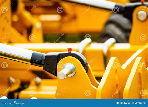 Hydraulic Mechanism On Modern Machine Stock Photo Image Of Yellow