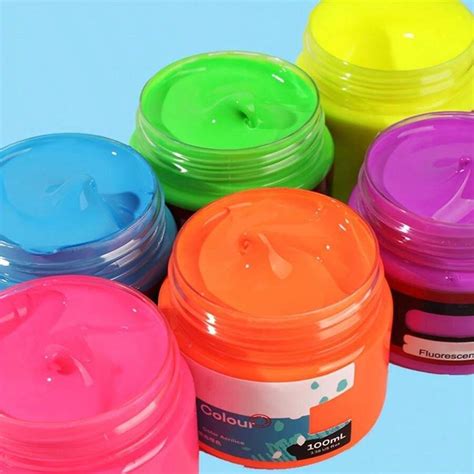 Juego De Pinturas Acrílicas Fluorescentes 6 Colores Vívidos 338oz