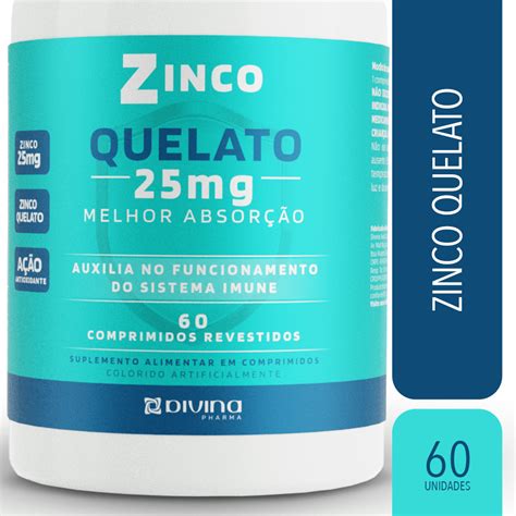 Zinco Quelato 25mg Divina 60 Comprimidos Pague Menos