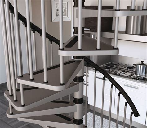 Misterstep Gamia Metal Spiral Staircase Kit Silver Grey Metal Work