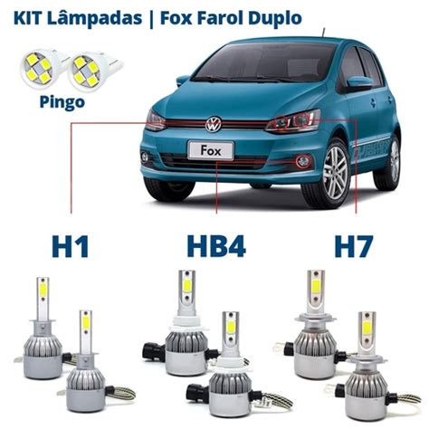 Kit Lâmpadas Fox Farol Duplo 2010 2011 2012 2013 2014 2015 2016 Super