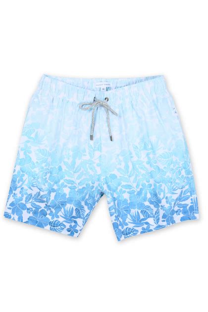 MENS SWIM SHORTS W/ FLORAL OMBRE PRINT - BLUE – VintageSummerSwimwear.com