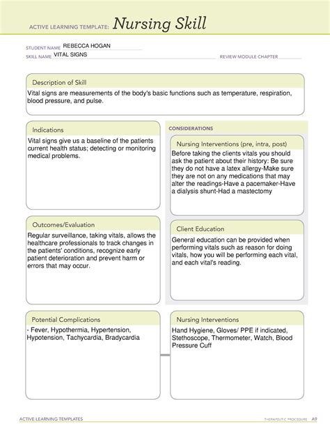 Ati Nursing Skill Template Vital Signs