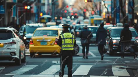 Premium Photo A Traffic Police Officer Directing Vehicles At A Busy