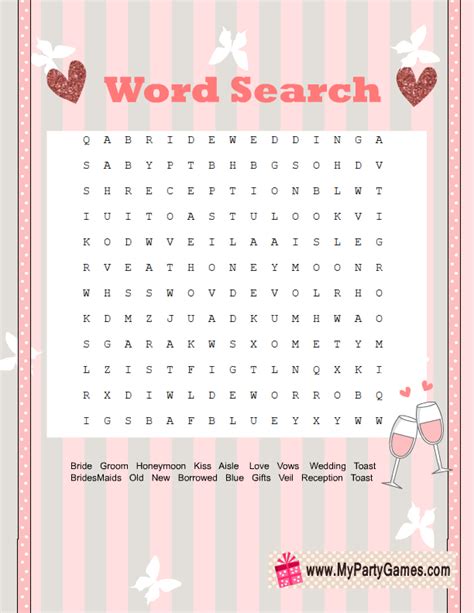 Free Printable Wedding Word Search Game