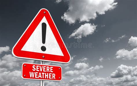 Road Sign Warning for Severe Weather Stock Image - Image of ...