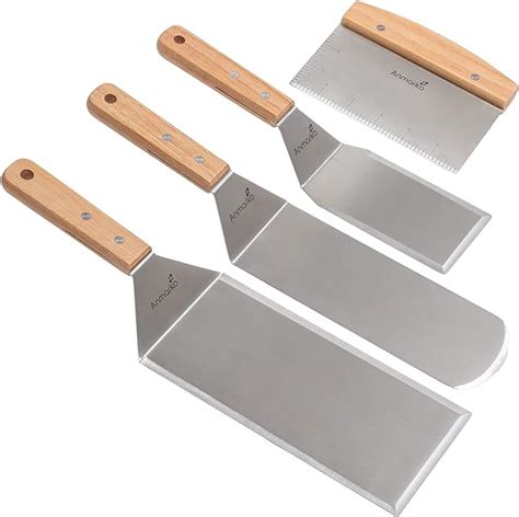 Stainless Steel Metal Spatula Set Teppaniyaki Spatulas Griddle