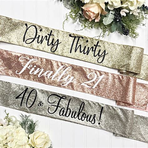 Glitter Birthday Sash 21st Birthday Sash Rose Gold Glitter Etsy