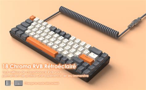 YINDIAO T8 Combos Clavier et Souris de Jeu 60 RVB Câble USB C