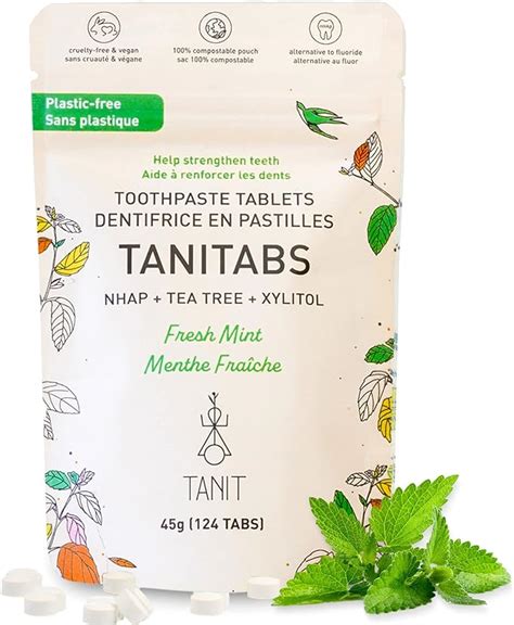 Tanit Tanitabs Fresh Mint Toothpaste Tablets Fluoride Free Natural