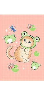 Notebook Cute Frog With Mushroom Hat Lined Journal Kawaii