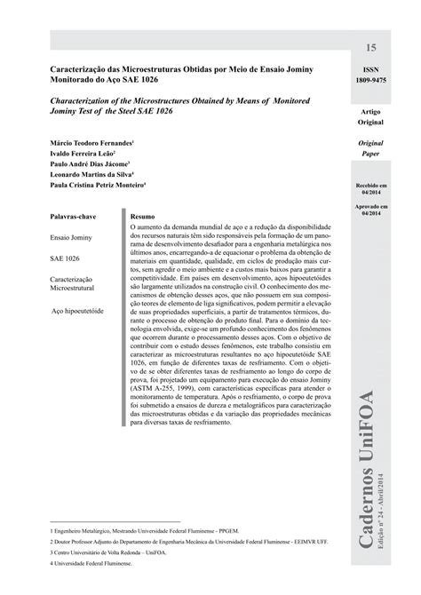 Pdf Caracteriza O Das Microestruturas Obtidas Por Meio De Ensaio