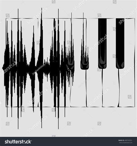 Sound Wave Transformation Into Piano Keyboard Stock Vector 400163551