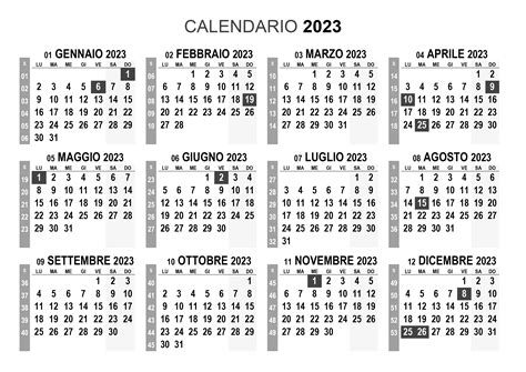 Calendario 2023 Annuale Calendariosu