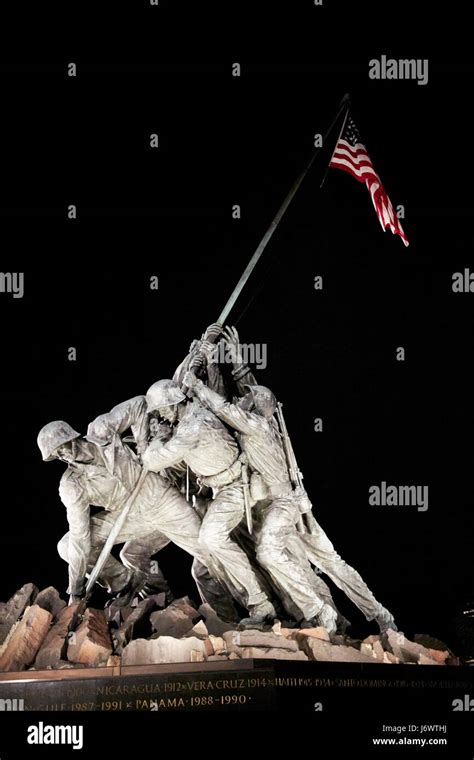 The United States Marine Corps Iwo Jima Memorial Statue At Night