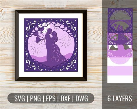 3D Wedding Shadow Box 1 SVG, Layered SVG Cut Files, Instant Download ...