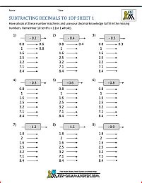 5th Grade Decimal Worksheets