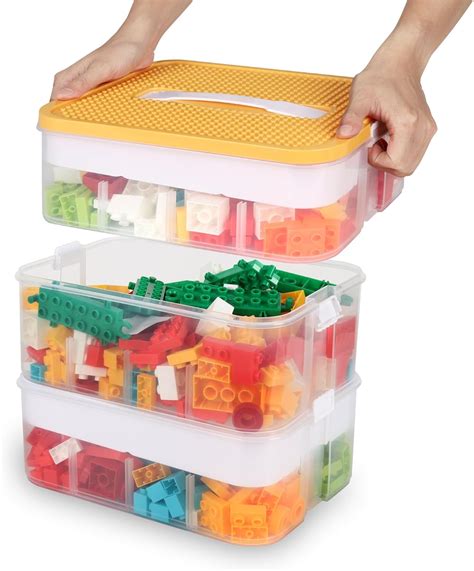 Amazon De Aufbewahrungsbox F R Lego Bausteine Ablagef Cher Stapelbar