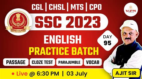 SSC CGL CHSL CPO MTS 2023 SSC CGL English Practice Class By Ajit