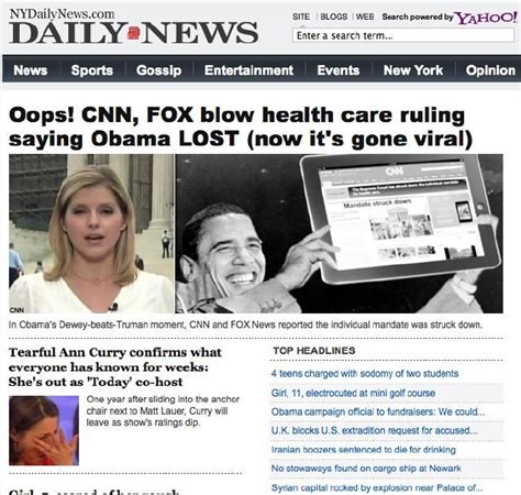 Cnn And Fox Pull The Dewey Defeats Truman Of This Generation Today On The Scotus Healthcare