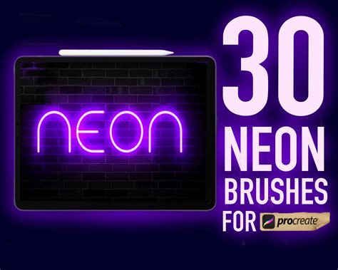 Neon Brushes For Procreate Procreate Neon Brushes 30 Neon Etsy