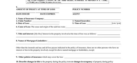 Florida Proof Loss Form Fill Out Printable Pdf Forms Online